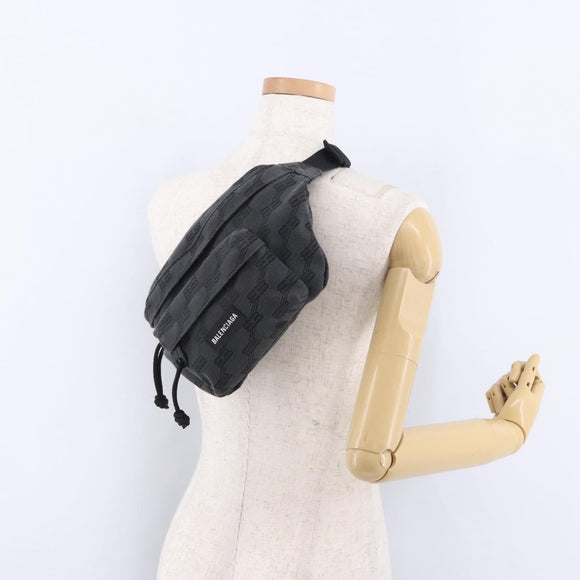 BALENCIAGA Body Bag Canvas Black Auth 195910A
