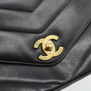 CHANEL V stitch Chain Shoulder Bag Lamb Skin Black Gold CC Auth 195911V-14
