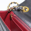 CHANEL V stitch Chain Shoulder Bag Lamb Skin Black Gold CC Auth 195911V-20