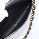 CHANEL V stitch Chain Shoulder Bag Lamb Skin Black Gold CC Auth 195911V-24