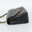 CHANEL V stitch Chain Shoulder Bag Lamb Skin Black Gold CC Auth 195911V-4