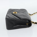 CHANEL V stitch Chain Shoulder Bag Lamb Skin Black Gold CC Auth 195911V-5