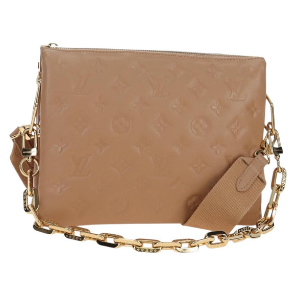 LOUIS VUITTON Monogram Emboss Kussan PM Shoulder Bag Taupe M21263 Auth 195912V