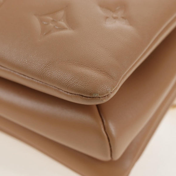 LOUIS VUITTON Monogram Emboss Kussan PM Shoulder Bag Taupe M21263 Auth 195912V