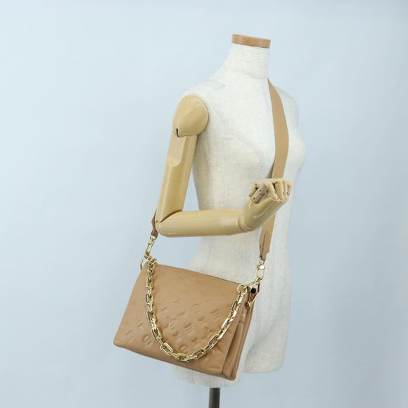 LOUIS VUITTON Monogram Emboss Kussan PM Shoulder Bag Taupe M21263 Auth 195912V