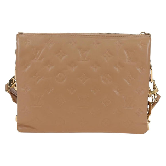 LOUIS VUITTON Monogram Emboss Kussan PM Shoulder Bag Taupe M21263 Auth 195912V