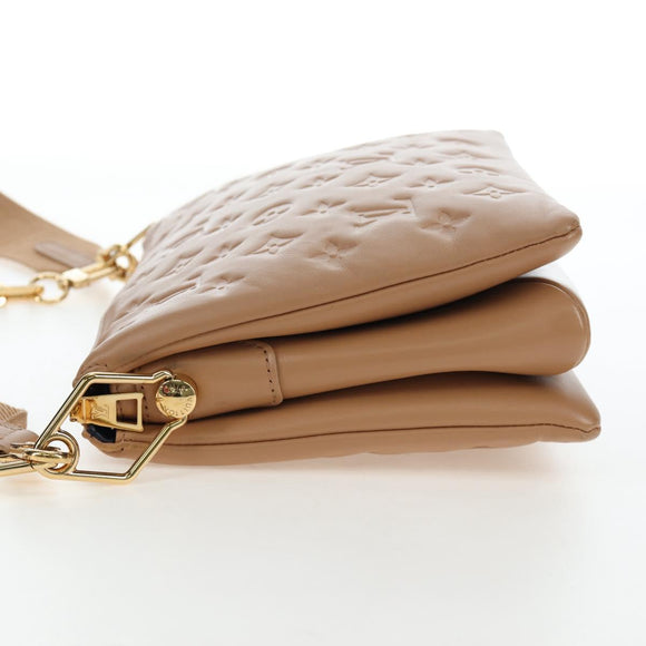 LOUIS VUITTON Monogram Emboss Kussan PM Shoulder Bag Taupe M21263 Auth 195912V