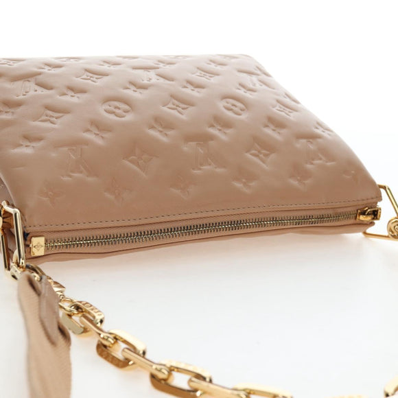 LOUIS VUITTON Monogram Emboss Kussan PM Shoulder Bag Taupe M21263 Auth 195912V