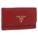 PRADA Key Case Vittero Dino Leather Red Auth 195914A-1