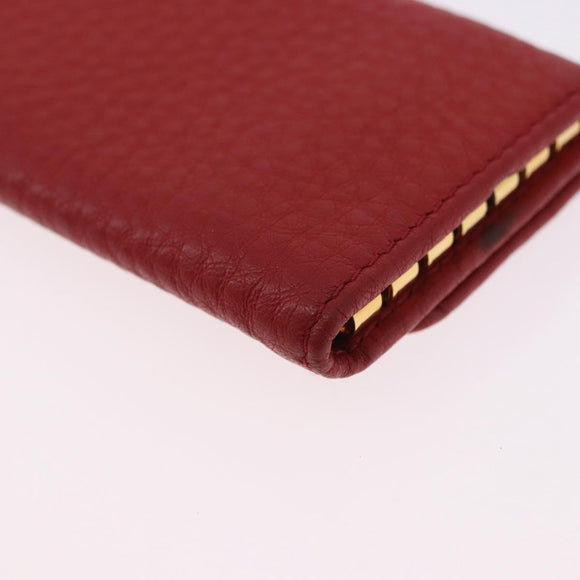 PRADA Key Case Vittero Dino Leather Red Auth 195914A