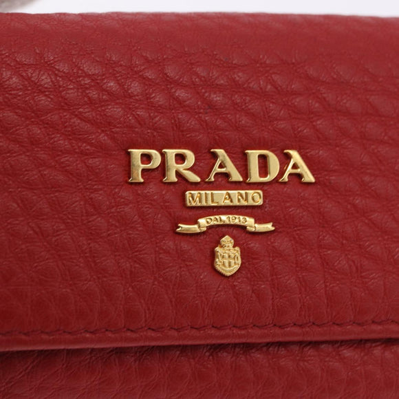 PRADA Key Case Vittero Dino Leather Red Auth 195914A
