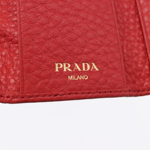 PRADA Key Case Vittero Dino Leather Red Auth 195914A
