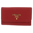PRADA Key Case Vittero Dino Leather Red Auth 195914A-13