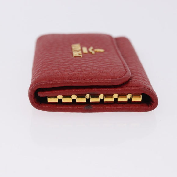 PRADA Key Case Vittero Dino Leather Red Auth 195914A