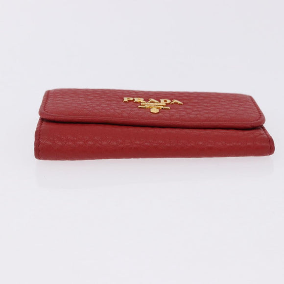 PRADA Key Case Vittero Dino Leather Red Auth 195914A