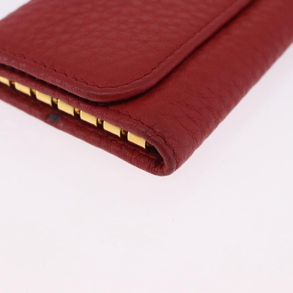 PRADA Key Case Vittero Dino Leather Red Auth 195914A