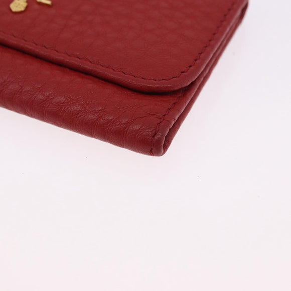 PRADA Key Case Vittero Dino Leather Red Auth 195914A