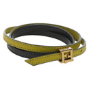 FENDI Bracelet Leather Gray Gold Auth 195915M-1