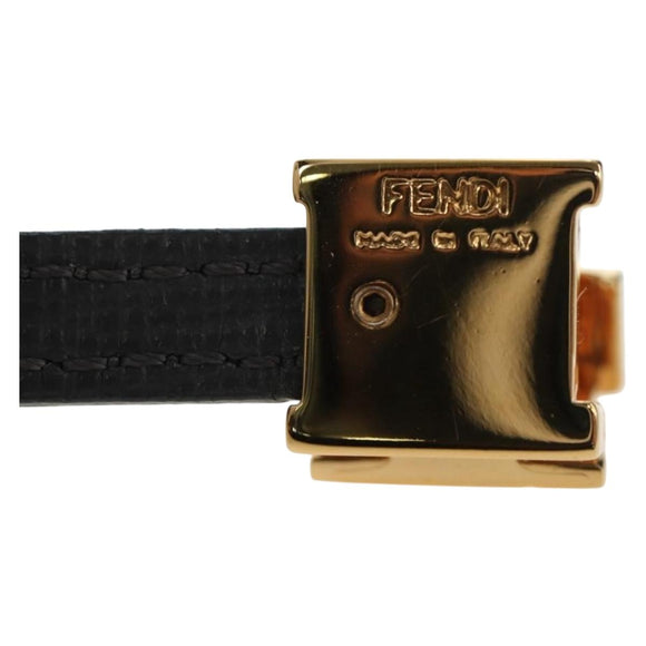 FENDI Bracelet Leather Gray Gold Auth 195915M