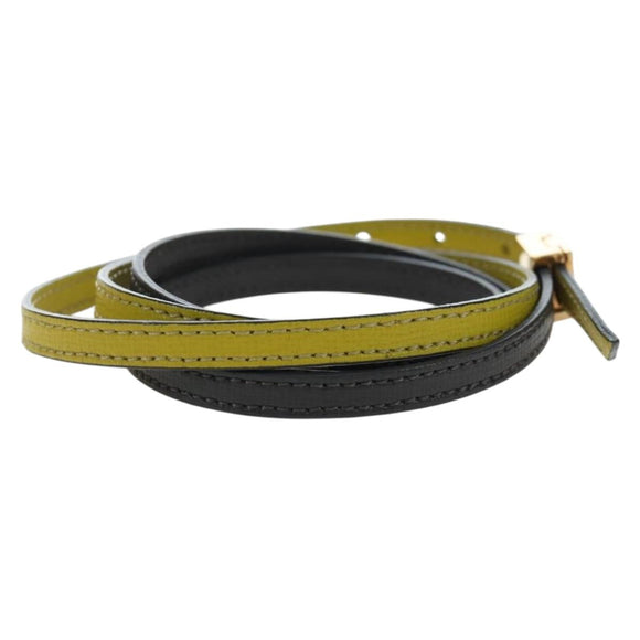 FENDI Bracelet Leather Gray Gold Auth 195915M