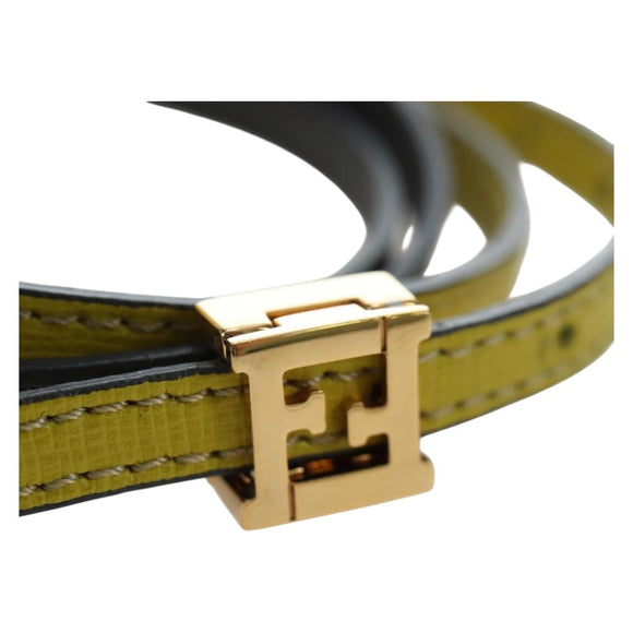 FENDI Bracelet Leather Gray Gold Auth 195915M