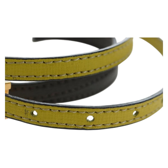 FENDI Bracelet Leather Gray Gold Auth 195915M