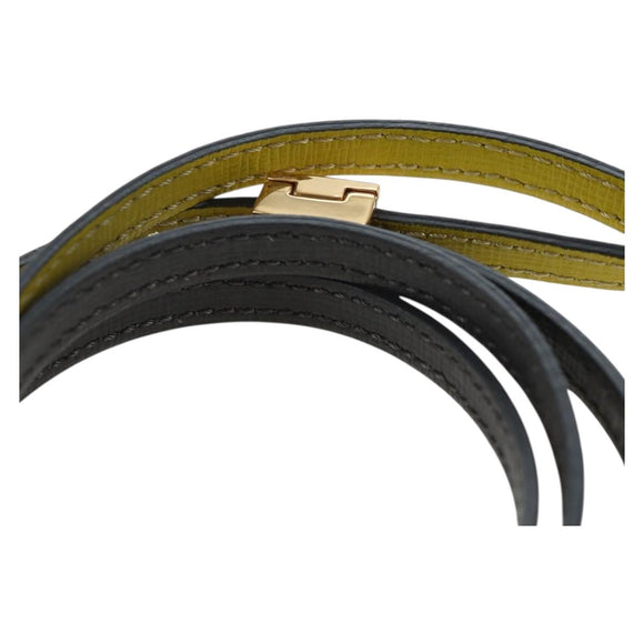 FENDI Bracelet Leather Gray Gold Auth 195915M