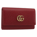GUCCI GG Marmont Key Case Leather Red Gold 456118 Auth 195916M-1