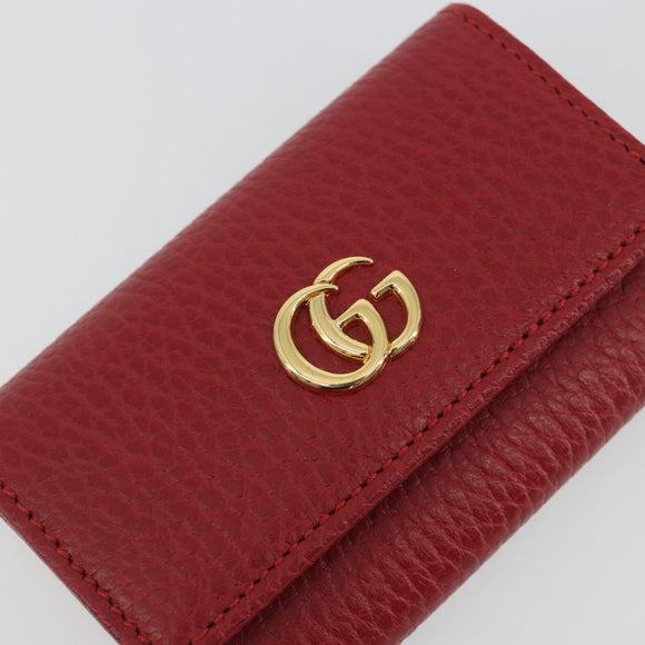 GUCCI GG Marmont Key Case Leather Red Gold 456118 Auth 195916M