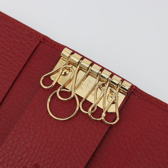 GUCCI GG Marmont Key Case Leather Red Gold 456118 Auth 195916M