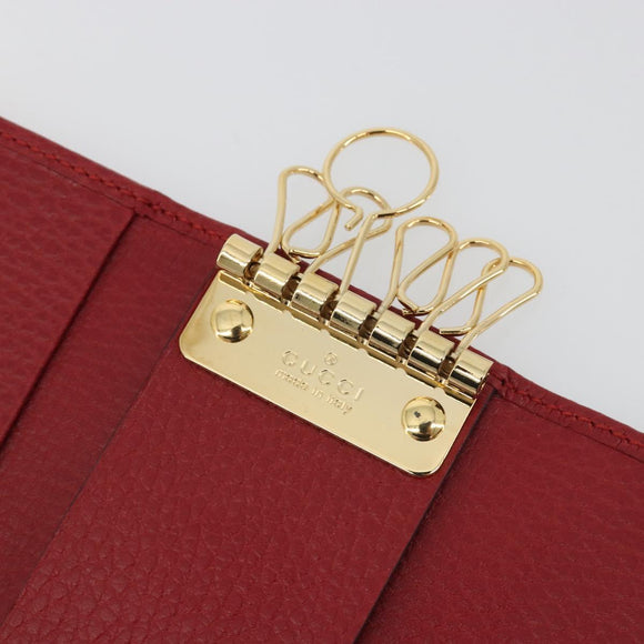 GUCCI GG Marmont Key Case Leather Red Gold 456118 Auth 195916M