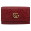 GUCCI GG Marmont Key Case Leather Red Gold 456118 Auth 195916M-2