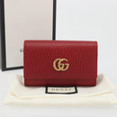 GUCCI GG Marmont Key Case Leather Red Gold 456118 Auth 195916M-21