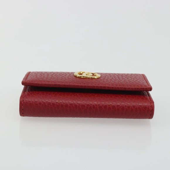 GUCCI GG Marmont Key Case Leather Red Gold 456118 Auth 195916M