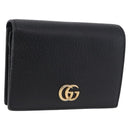 GUCCI GG Marmont Bifold Wallet Leather Black Gold 456126 Auth 195918A-1