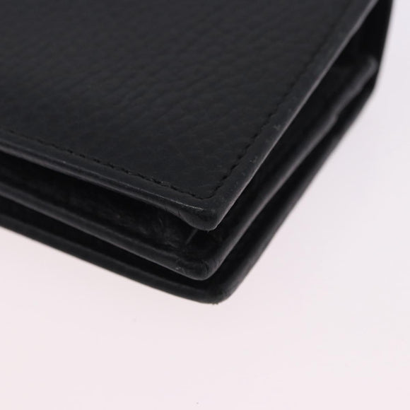 GUCCI GG Marmont Bifold Wallet Leather Black Gold 456126 Auth 195918A