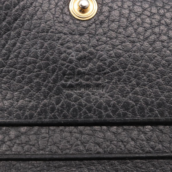 GUCCI GG Marmont Bifold Wallet Leather Black Gold 456126 Auth 195918A