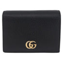 GUCCI GG Marmont Bifold Wallet Leather Black Gold 456126 Auth 195918A-13