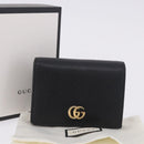 GUCCI GG Marmont Bifold Wallet Leather Black Gold 456126 Auth 195918A-12