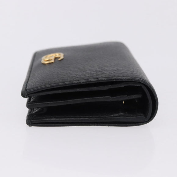 GUCCI GG Marmont Bifold Wallet Leather Black Gold 456126 Auth 195918A