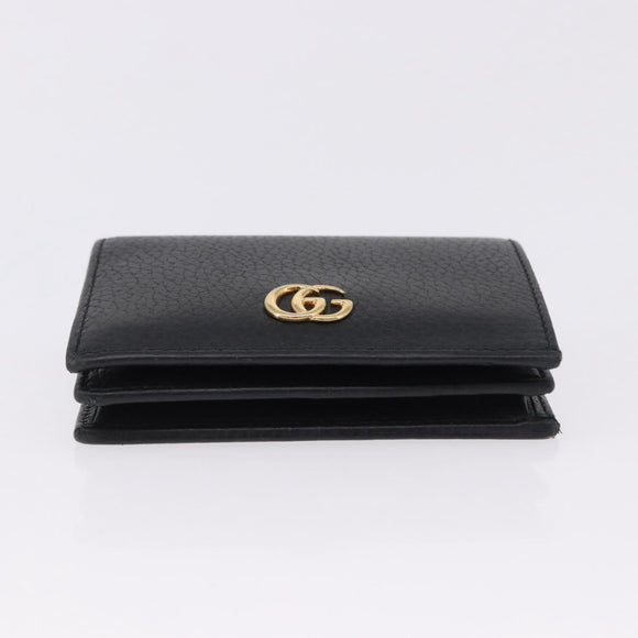 GUCCI GG Marmont Bifold Wallet Leather Black Gold 456126 Auth 195918A