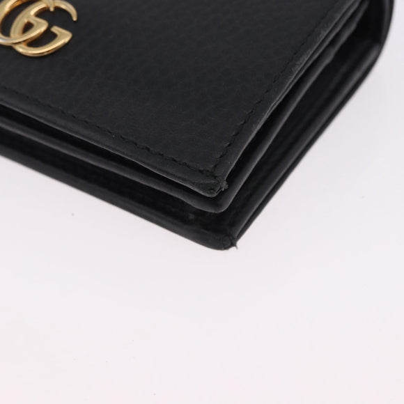 GUCCI GG Marmont Bifold Wallet Leather Black Gold 456126 Auth 195918A