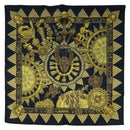 HERMES Carre 90 Scarf ”L'OR DES CHEFS” Silk Black Auth 195923M-1