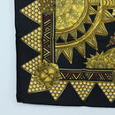 HERMES Carre 90 Scarf ”L'OR DES CHEFS” Silk Black Auth 195923M-8