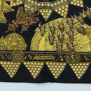 HERMES Carre 90 Scarf ”L'OR DES CHEFS” Silk Black Auth 195923M-9