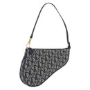 Christian Dior Trotter Canvas Saddle Accessory Pouch Navy Gold Auth 195928V-1