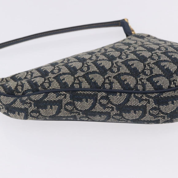 Christian Dior Trotter Canvas Saddle Accessory Pouch Navy Gold Auth 195928V