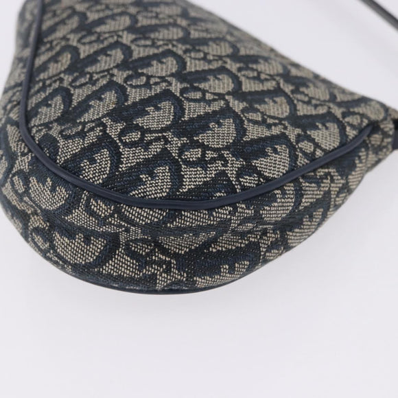 Christian Dior Trotter Canvas Saddle Accessory Pouch Navy Gold Auth 195928V