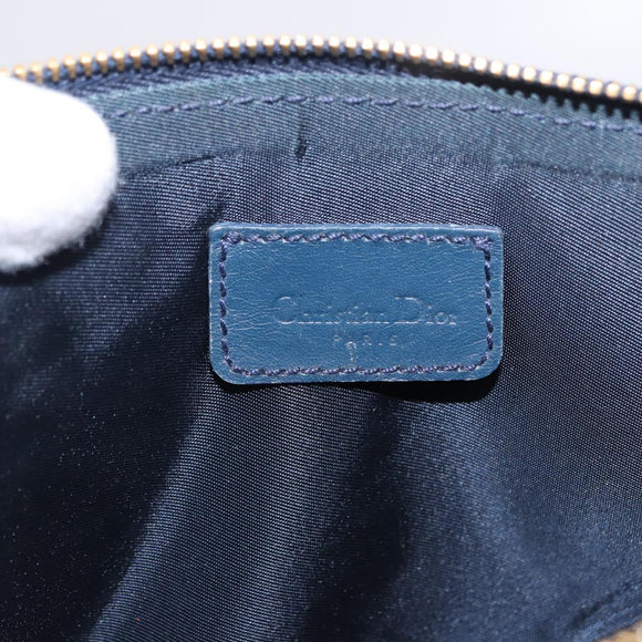 Christian Dior Trotter Canvas Saddle Accessory Pouch Navy Gold Auth 195928V