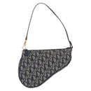 Christian Dior Trotter Canvas Saddle Accessory Pouch Navy Gold Auth 195928V-13